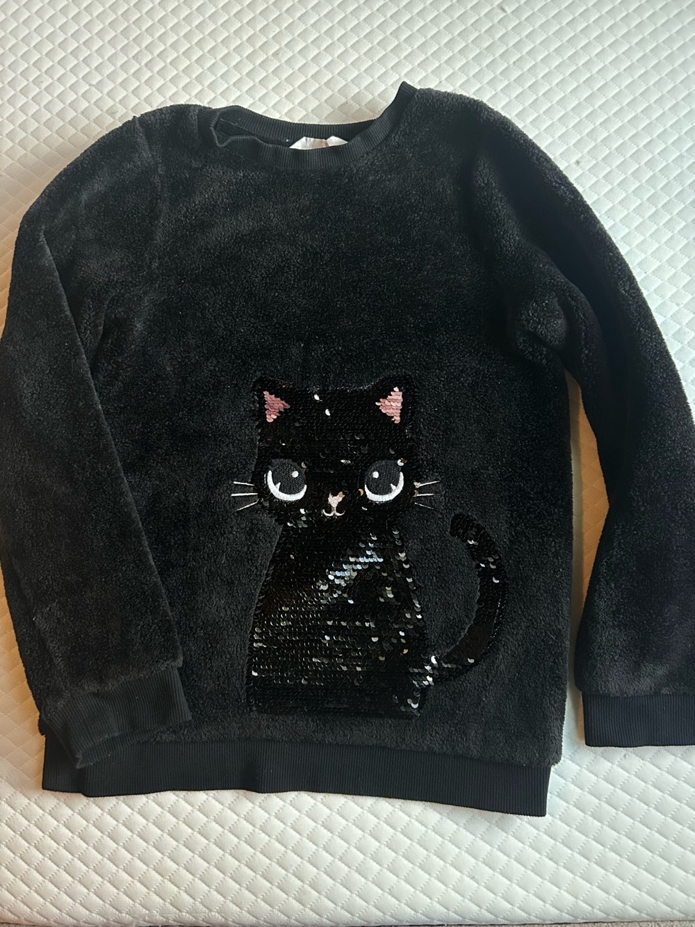 H&M Kid’s Black Cat Flip Sequin Plush Pullover